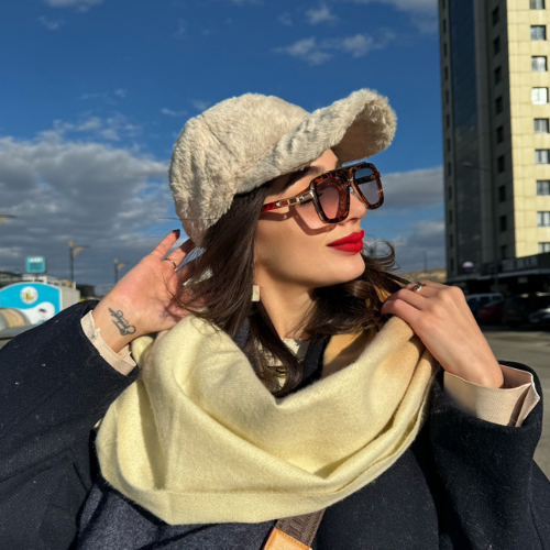 Bej Peluş Cap Şapka